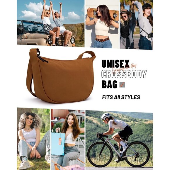 Women Brown Imported Polyester Crossbody Lightweight Crescent Trendy Sling Bag - Picture 6 of 6